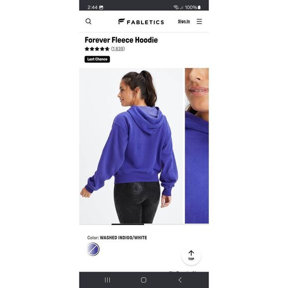 New Med Fabletic Washed Indigo White Forever Fleece Pullover Hoodie Sweatshirt - Picture 3 of 9